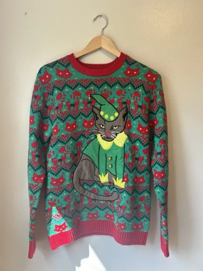 Discover 33 Degrees Ugly Christmas Sweater Size Small Grumpy Cat Bells Holiday Time