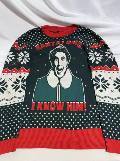 Ugly Christmas Sweater Buddy the Elf Santa I Know Him Movie Size Small
