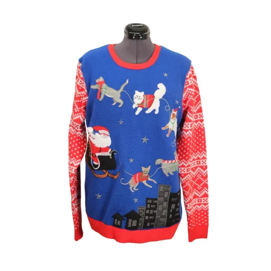 Discover Jolly Sweaters Meowy Christmas Ugly Cat Holiday Sweater Size L Light Up Adult
