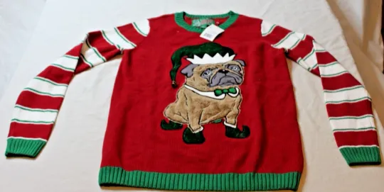 Womens Pug Ugly Christmas Sweater Size S Junior Brand