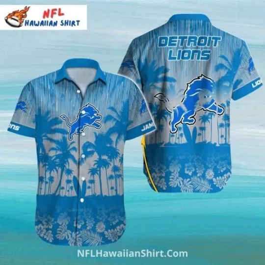 Discover Detroit Lions Aloha Hawaiian Shirt Palm Tree Sunset Design Size S-5XL