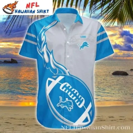 Discover Gridiron Glory Blue Detroit Football Tropical Hawaiian Shirt , Gift for Fan