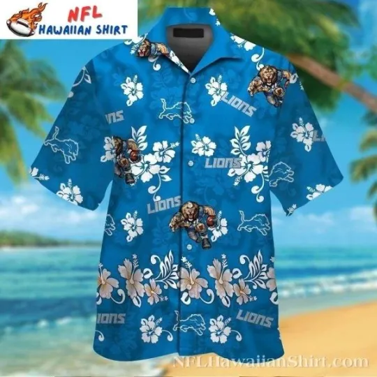 Discover Classic Blue Floral Detroit Football Hawaiian Aloha Shirt , Gift for Fan