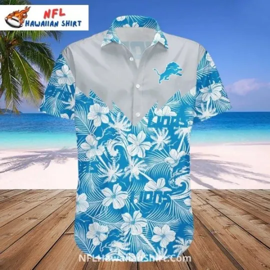 Detroit Football Beach Style Hawaiian Shirt With Floral Print, Gift for Fan