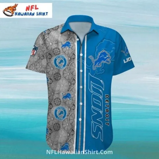 Discover Detroit Football Split Design Hawaiian Shirt With Retro Print, Gift for Fan