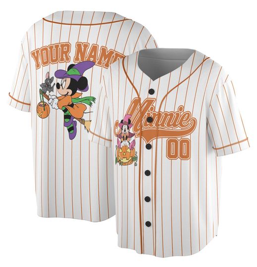 Discover Custom Minnie Halloween Collection Simple Baseball, Personalized Baseball Team Jersey, Birthday Gift for Halloween Fans Family