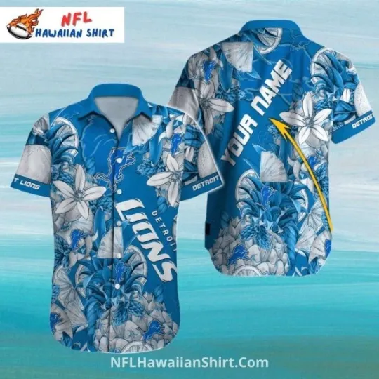 Detroit Football Hawaiian Shirt With Exotic Floral Design, Gift for Fan