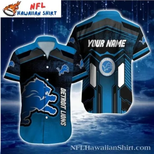 Cyber Grid Detroit Football Customizable Hawaiian Shirt, Gift for Fan