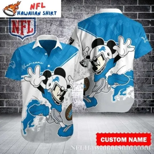 Discover Custom Name Mickey Player Detroit Football Hawaiian Shirt, Gift for Fan