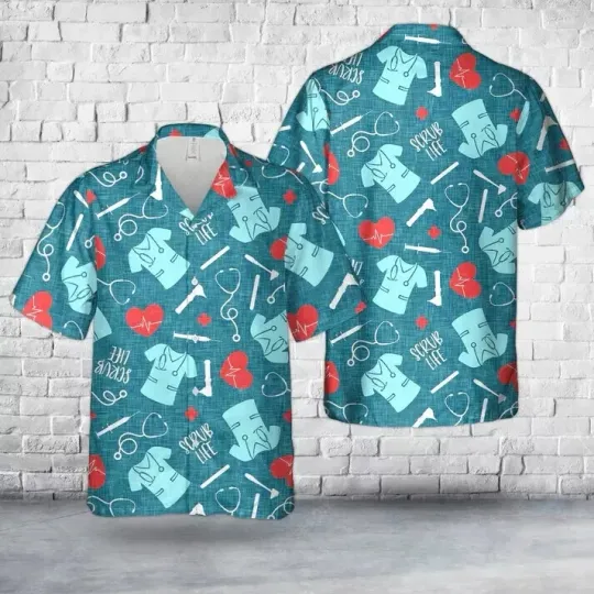 Discover Scrub Life Nursing Hawaiian Shirt