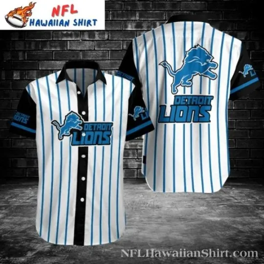 Discover Detroit Football Pinstripe Pride Hawaiian Shirt , Gift for Fan