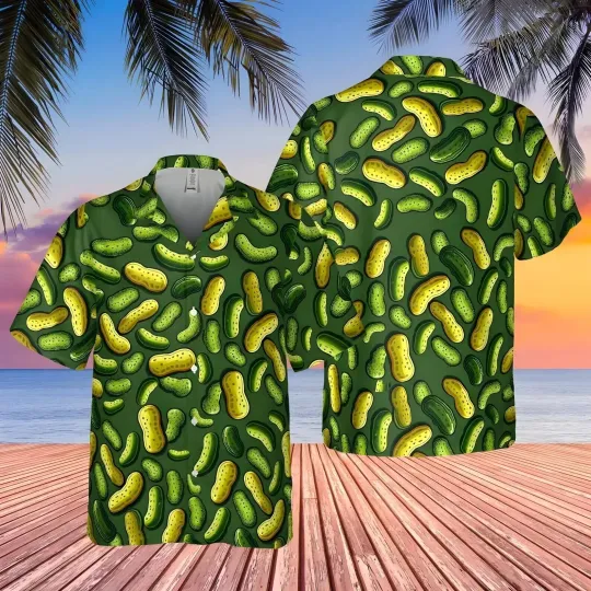Love Pickle Hawaiian Shirt Casual Button Down Shirt Beach Summer