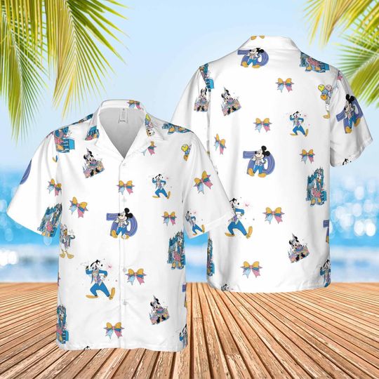 Discover Disneyland 70th Anniversary Hawaiian Shirt, Mickey And Friends 70th Anniversary Hawaiian Shirt, WDW Matching Shirt