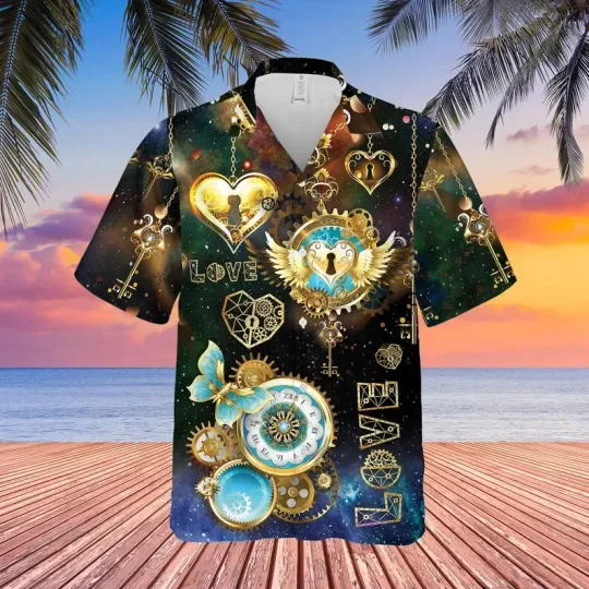Discover Angelic Arcana Tarot Hawaiian Button Down Shirt