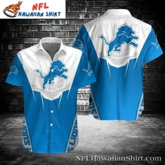 Detroit Football Skyline Stripe Button-Up Aloha Hawaiian Shirt , Gift for Fan