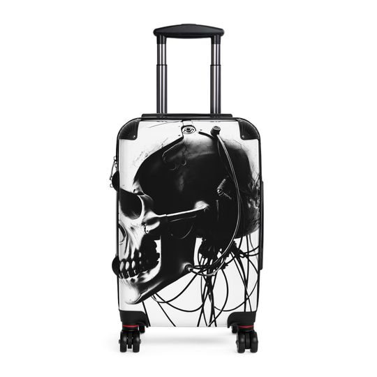 Discover Skull Design Travel Suitcase: Cyberpunk Style Polycarbonate Luggage