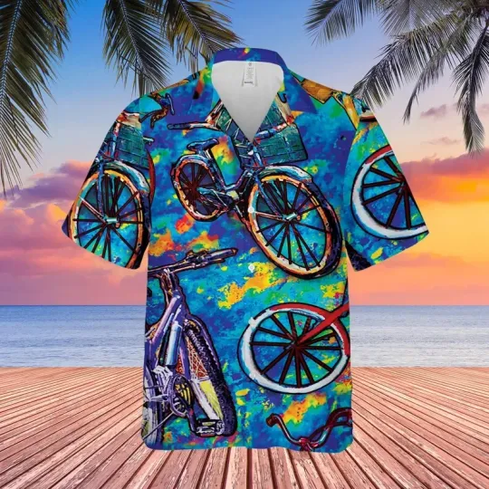 Discover Bike Hawaiian Button Down Shirt