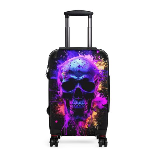 Discover Vibrant Skull Polycarbonate Suitcase: Travel Luggage with Lock