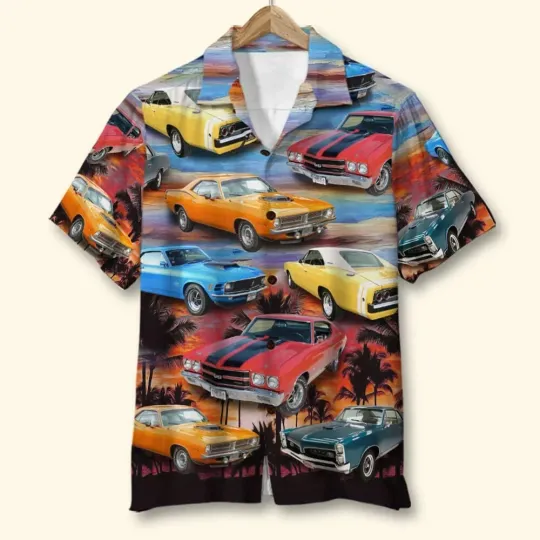 Discover Muscle Car Hawaiian Button Down Shirt