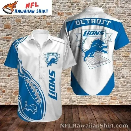 Discover Detroit Football Gridiron Glory White And Blue Hawaiian Shirt , Gift for Fan