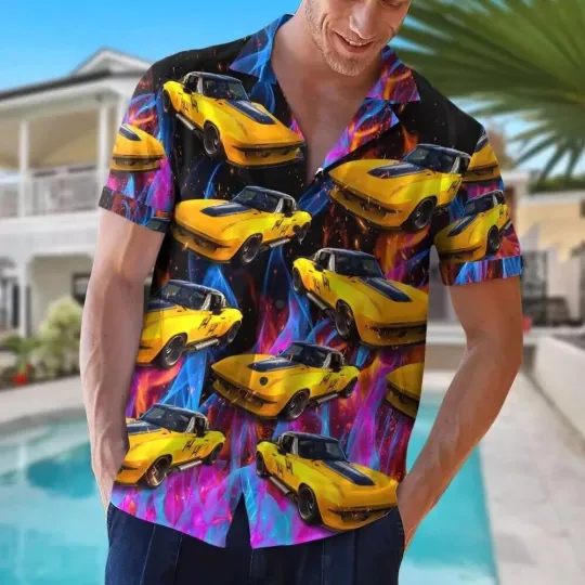 Discover Muscle Car Hawaiian Button Down Shirt
