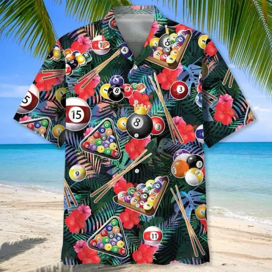 Discover Billiard Tropical Hawaiian Button Down Shirt