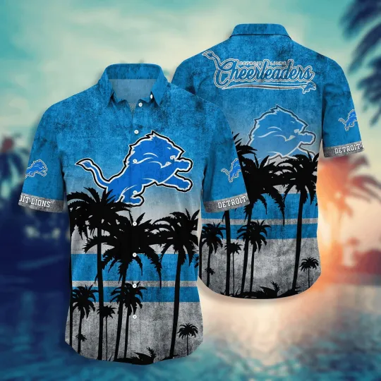 Detroit Football Palm Horizon Summer Aloha Unisex Hawaiian Shirt, Gift for Fan