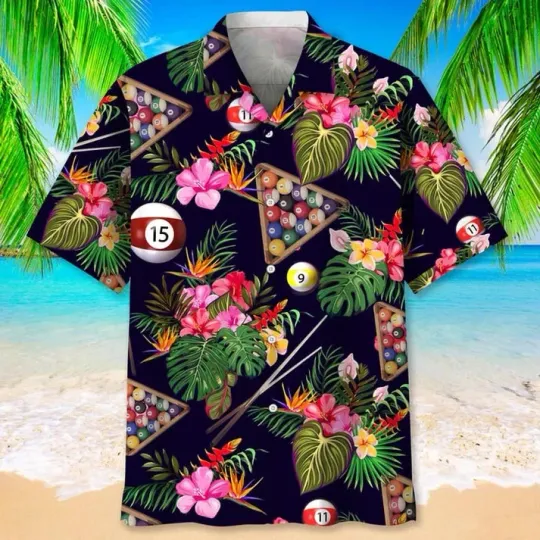 Discover Billiard Tropical Hawaiian Button Down Shirt