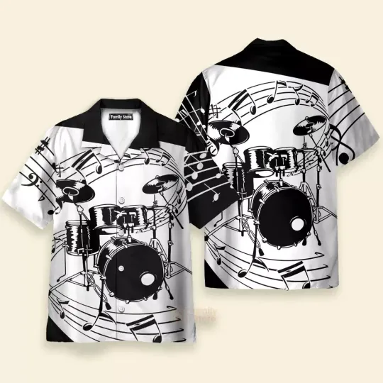 Drums For Music Hawaiian Button Down Shirt