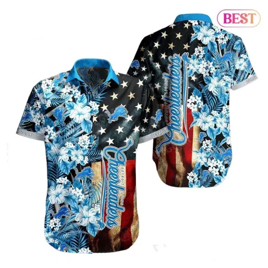 Discover Detroit Football Stars & Stripes Summer Aloha Unisex Hawaiian Shirt, Gift for Fan