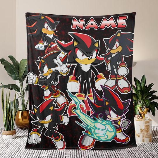 Personalized Shadow The Hedgehog Blanket, Disney Blanket, Custom name Blanket