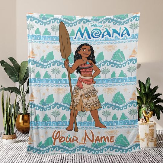Custom Name Princess Blankets Moana Fleece Blanket, Moana 2 Fleece Blanket, Moana Maui Blanket, Princess Moana Blanket, Christmas Gift