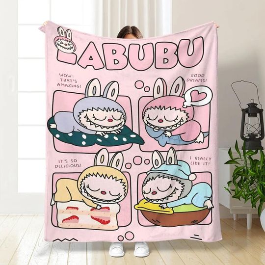 Labubu Blanket, Blanket With Labubu Theme Labubu lover Gift, Gift for Her, Labubu Blanket,Kids Blanket For Girls,