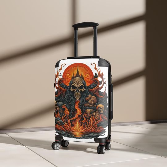 Discover Skull Graphic Suitcase, Halloween Luggage Bag, Gothic Travel Accessories