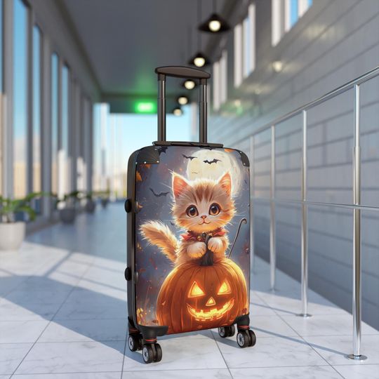 Discover Halloween Kitty Suitcase Adorable Cat Graphic Rolling Bag