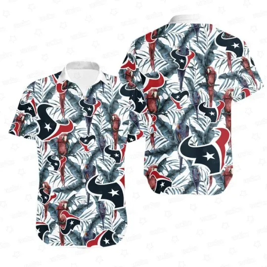 Discover Houston Football Tropical Parrot Hawaiian Shirt Summer Aloha, Gift for Fan