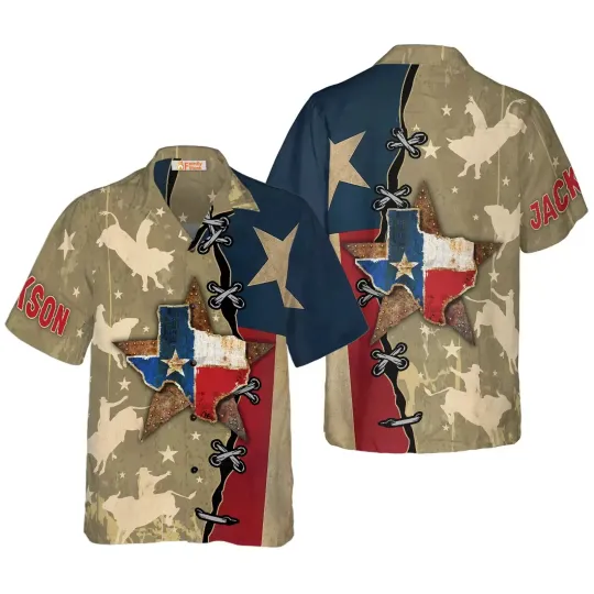 Texas Flag Hawaiian Button Down Shirt