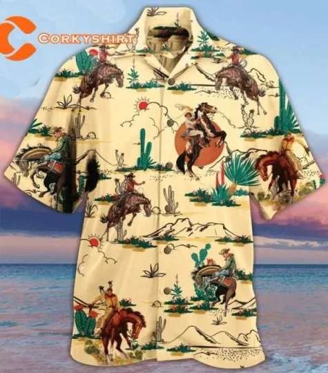 Discover Horse Cowboys Hawaiian Button Down Shirt
