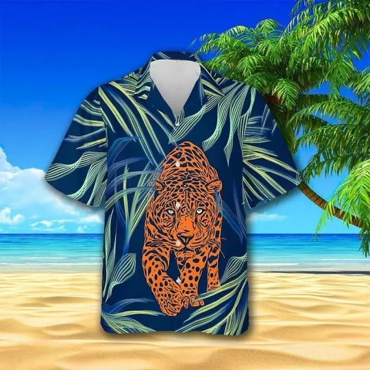 Discover Leopard Aloha Hawaiian Button Down Shirt
