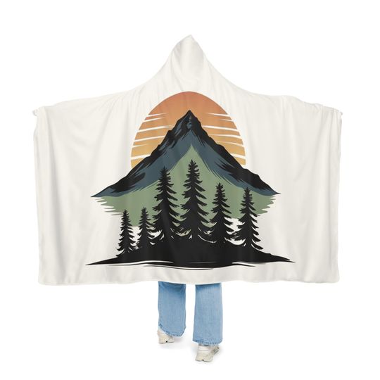 Cozy Hooded Snuggle Blanket, Warm Blanket for Outdoor Adventures, Camping, Chill Nights, Home Decor, Gift for Nature Lovers