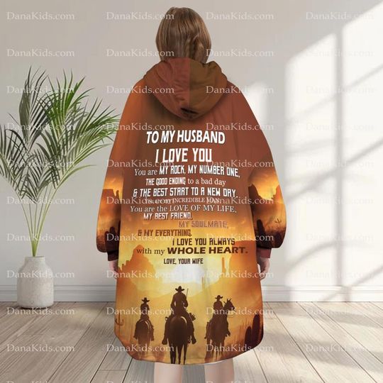 Discover Custom To My Husband / Wife Oversize Blanket Hoodie, Personalized Name Cowboy Wearable Blanket, Gift for Her, Birthday Gift, Him