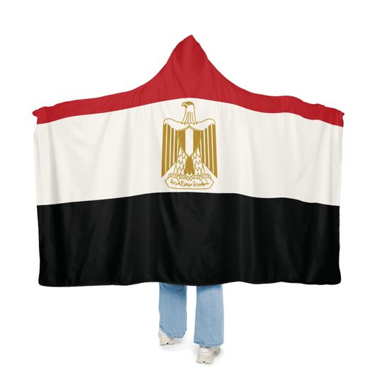 Discover Egyptian Flag Snuggle Blanket Hoodie, Sherpa Hooded Blanket, Fleece Hooded Blanket, Personalized Travel Blanket