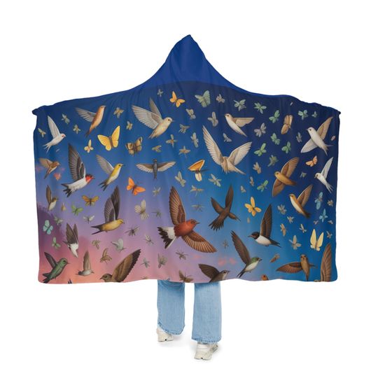 Discover Cozy Bird-Inspired Snuggle Blanket - Perfect for Home, Camping, Gifts, Travel, and Bonfire Nights. Insects, Bird Scenery