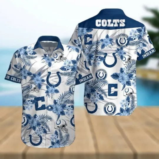 Indianapolis Colltts Hibiscus Flowers Hawaiian Shirt Unisex , Gift for Fan