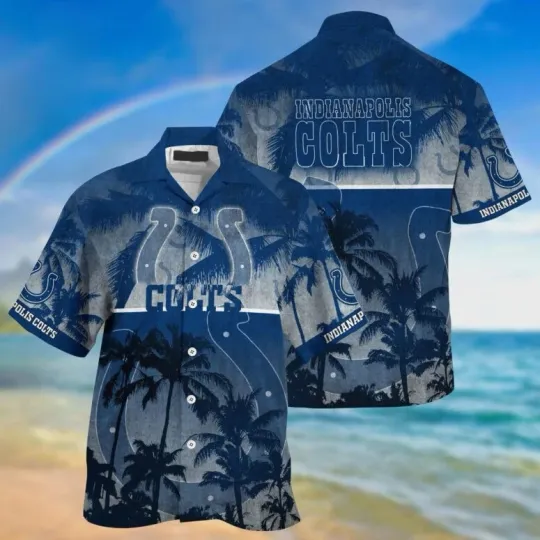Discover Indianapolis Colts Island Palm Hawaiian Shirt Unisex S-5XL