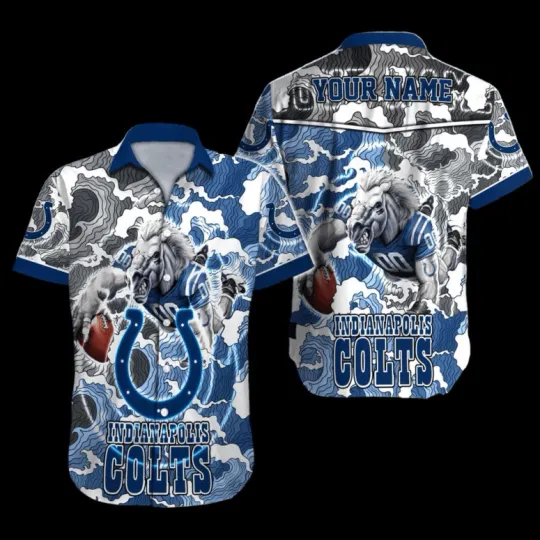 Discover Personalized Indianapolis Colts Tropic Storm Hawaiian Shirt Unisex S-5XL