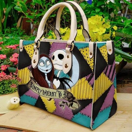 Jack And Sally Leather Bag, Nightmare Before Christmas Handbag, Halloween Leather HandBag, Simply Meant To Be Leather Bag