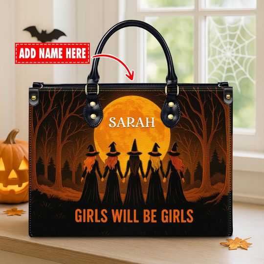 Discover Personalized Witch Handbag: Halloween Faux Leather Purse