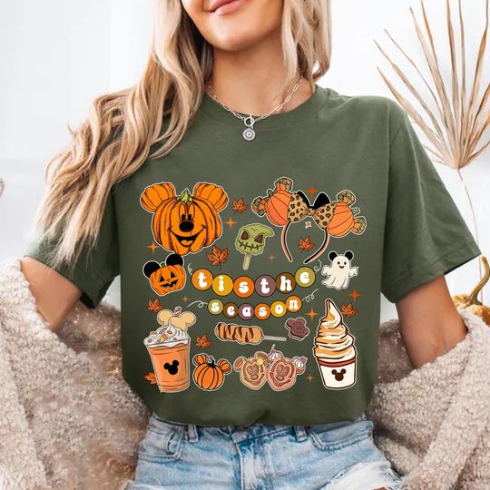 Discover Tis The Season Disney Fall Vibes Shirt, Disney Halloween Snacks Shirt, Pumpkin Spice Season Tee, Fall Tee, WDW Disneyland Not So Scary Tee