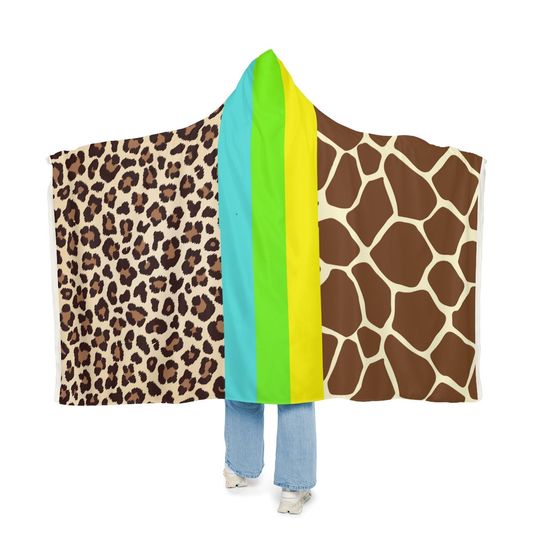 Animal Print Hooded Wearable Snuggle Blanket, Christmas Gift
